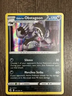 Pokemon TCG Galarian Obstagoon Fusion Strike 161/264 Holo Holo Rare - Image 1