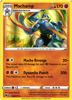 Pokemon TCG Machamp 026/073 Champions Path Rare Holo NM - Image 1