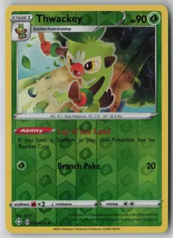 Thwackey 012/072 Pokemon TCG Shining Fates Reverse Holo Card (Near Mint) NM 2 - Image 1