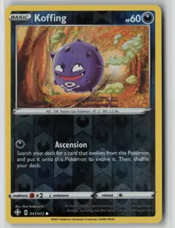 Koffing 041/072 Pokemon TCG Shining Fates Reverse Holo Card (Near Mint) NM 1 - Image 1