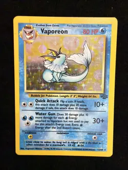 Pokemon TCG Vaporeon Jungle Holo Card 12/64 Unlimited Rare, LP Condition - Image 3