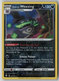 Galarian Weezing 042/072 Pokemon TCG Shining Fates Holo Rare Card (Near Mint) 1 - Image 1
