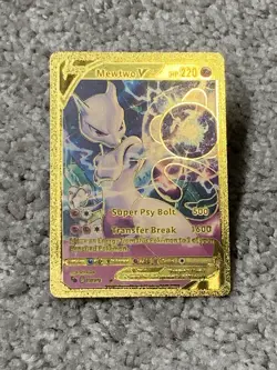 Pokemon Mewtwo V HP220 Super Psy Bolt Gold Foil Display & Mewtwo 059/142 Card NM - Image 2
