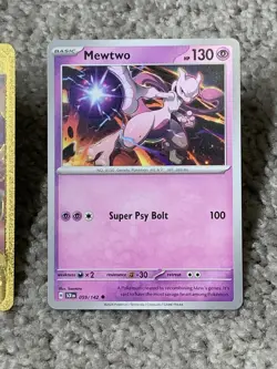 Pokemon Mewtwo V HP220 Super Psy Bolt Gold Foil Display & Mewtwo 059/142 Card NM - Image 4