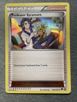 Professor Sycamore 107a/122 Holo Trainer Pokemon Card Chespin Art Alt NM+ - Image 1