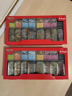 Pokemon Prismatic Evolutions 8 Mini-Tins with Promo Cards Costco 2-pack - Image 1