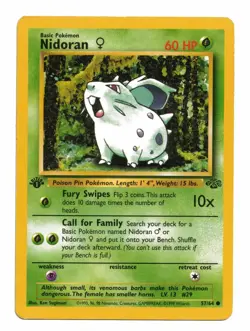 Pokemon Card: Nidoran Female 57/64 1st Edition Jungle Set Rare! EXC - Image 1