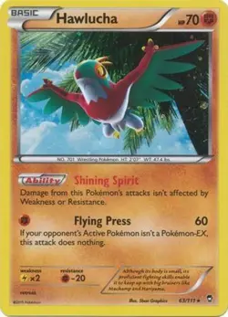 1x Hawlucha - 63/111 - Holo Rare - Cosmos Promo NM-Mint Pokemon XY-- Furious Fis - Image 1