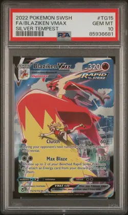 2022 Pokemon SWSH FA/Blaziken VMAX Silver Tempest TG15/TG30 PSA 10 GEM - Image 1