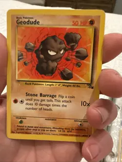 Pokemon Geodude Trading Card 50 HP Stone Barrage Attack Vintage 1999 Near Mint - Image 2