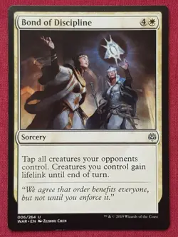 Magic The Gathering WAR OF THE SPARK BOND OF DISCIPLINE white card MTG - Image 1