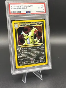 2001 Pokemon Neo Discovery Tyranitar Holo #12 PSA 8 NM-MT Card - Image 2