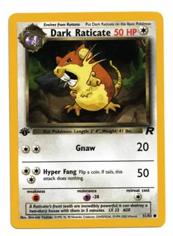 Pokemon Card: Dark Raticate 51/82 1st Edition Team Rocket Set Rare! EXC - Image 1