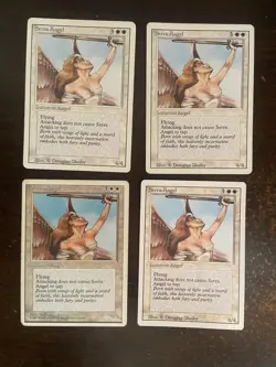 MTG 4X Serra Angel X4 Core Set 4th Edition Revised Playset Magic Mp - Image 1