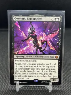 MAGIC MTG SPIDER-MAN GWENOM, REMORSELESS 0056 REGULAR Non-Foil MYTHIC NM SPM - Image 1