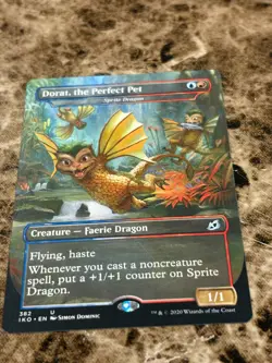 DORAT, THE PERFECT PET - SPRITE DRAGON Magic MTG Ikoria Borderless - Image 1