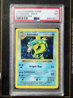 1999 POKEMON GAME #6 GYARADOS-HOLO SHADOWLESS PSA 7 - Image 1