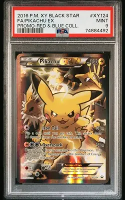 2016 POKEMON XY BLACK STAR PROMO RED & BLUE COLL FULL ART/PIKACHU EX PSA 9 - Image 1