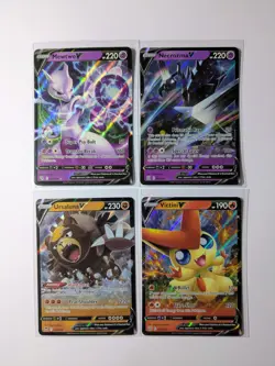 4 Pokemon Cards Lot - Mewtwo V, Necrozma V, Ursaluna V, Victini V - NM - Image 1