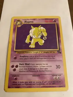 Pokemon TCG Hypno Fossil Card 23/62 Unlimited Rare MP Condition - Image 1