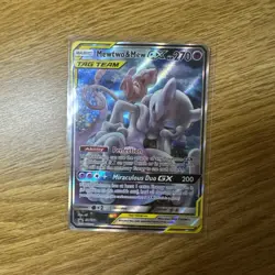 Mewtwo & Mew GX Pokemon TCG Sun & Moon Holo Promo Card #SM191 - HP DMG - Image 1