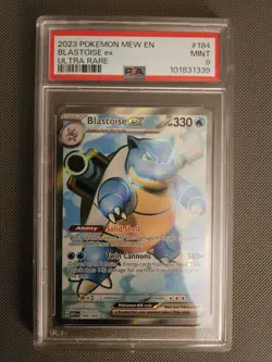 Pokemon 2023 Mew en #184/165 Blastoise EX Ultra Rare Card PSA 9 - Image 1