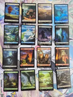 Final Fantasy Basic Lands Complete Set of 16 - Full Art Land MTG - ALL FOILS NM - Image 1