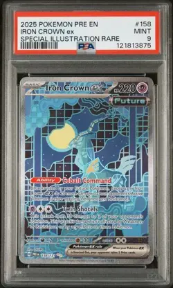 2025 POKEMON PRISMATIC EVOLUTIONS SPECIAL ILLUSTRATION IRON CROWN EX PSA 9 - Image 1