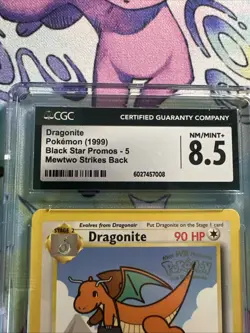 CGC 8.5 Dragonite Holo Promo #5 WB Mewtwo Strikes Back Pokemon 1999 - Image 3