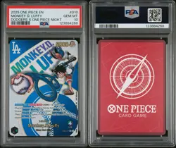 Monkey.D.Luffy Dodgers x ONE PIECE EB02-010 One Piece Promotion Card Foil PSA 10 - Image 3
