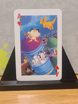 Pokemon, Gengar/Dragonite/Meowth, Ace Of Hearts, Vintage Playing Card, Rare, LP - Image 1