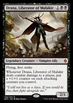MTG Drana, Liberator of Malakir, Battle For Zendikar, Heavily Played, English - Image 1