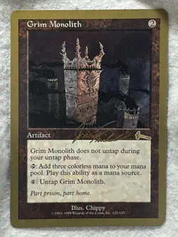 MTG - Grim Monolith - 2000 Jon Finkel World Champ - NM - Free Shipping! - Image 1