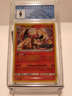 Pokemon Charizard 2019 SM158 Black Star Promo Team Up Prerelease Staff CGC 9 - Image 2