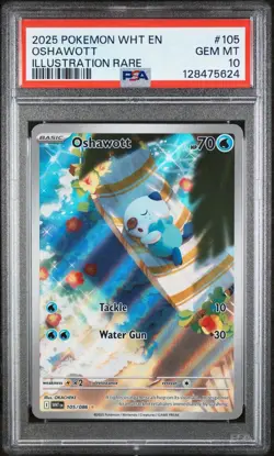 2025 POKEMON WHT EN-WHITE FLARE 105 OSHAWOTT ILLUSTRATION RARE - PSA 10 - Image 1