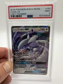 2018 Pokemon Sun & Moon Lost Thunder Lugia GX #159 PSA 9 Mint - Image 1