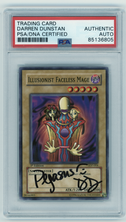 PSA Signed Darren Dunstan Yu-Gi-Oh! Illusionist Faceless Mage Pegasus SDP-004 - Image 1