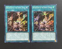 2025 YUGIOH MP25 1ST ED SECRET RARE DECEPTION OF THE SINFUL SPOILS X2 NM - Image 1