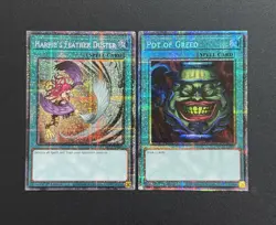 2025 YUGIOH MP25 1ST ED STARLIGHT HARPIES FEATHER DUSTER & POT OF GREEN NM SET - Image 1
