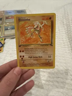 1st Edition Hitmonlee 22/62 - Rare Non Holo - WOTC Fossil Set Pokemon Card - Image 1
