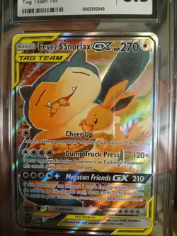 CGC 8.5 Eevee & Snorlax GX Black Star Promos SM169 Tag Team Tin Pokemon Card - Image 4