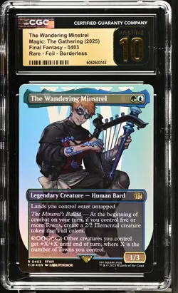 THE WANDERING MINSTREL Final Fantasy Borderless Foil Rare CGC Pristine 10 MTG - Image 1