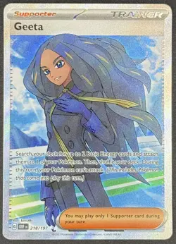 Geeta 218/197 Pokemon TCG Scarlet & Violet SV03: Obsidian Flames Ultra Rare NM - Image 1
