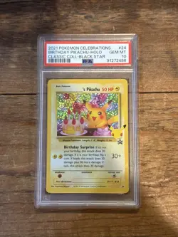 2021 POKEMON CELEBRATIONS CLASSIC COLLECTION #24 BIRTHDAY PIKACHU-HOLO PSA 10 - Image 1