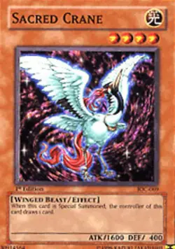 Yugioh! HP Sacred Crane - IOC-069 - Common - Unlimited Edition Heavily Played, E - Image 1