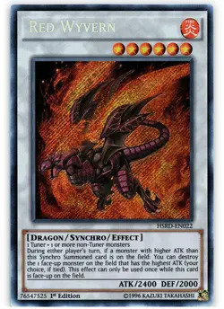 Yugioh! HP Red Wyvern - HSRD-EN022 - Secret Rare - 1st Edition Heavily Played, E - Image 1