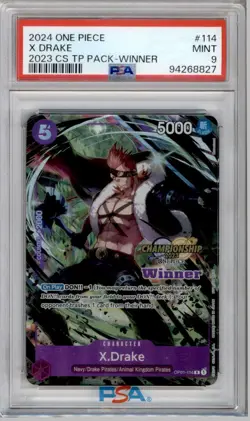 PSA 9 ONE PIECE X . DRAKE 2023 CHAMPIONSHIP PROMO WINNER CARD OP01-114 726B - Image 1