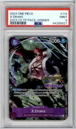 PSA 9 ONE PIECE X . DRAKE 2023 CHAMPIONSHIP PROMO WINNER CARD OP01-114 726B - Image 4