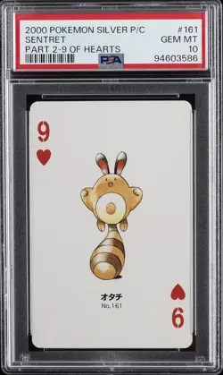 2000 POKEMON SILVER VERSION PART 2 PLAYING CARDS 9 OF HEARTS #161 SENTRET PSA 10 - Image 1