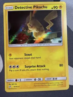 Pokemon TCG Detective Pikachu Holo Rare Card 10/18 NM Condition - Image 1
